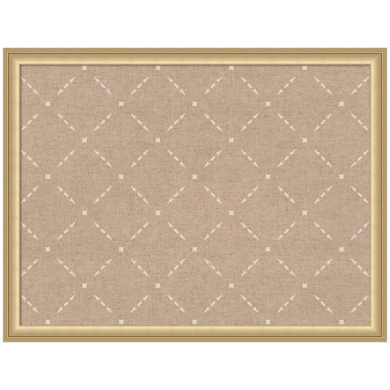 Kate and Laurel Pinboard Beige Lattice Pattern - 26x20 - Florence Gold