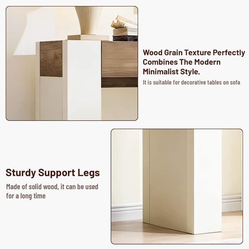 Modern Entryway Console Table, Thick Wood Sofa Table with Drawers