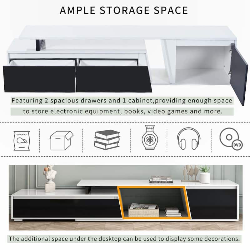 Modern Minimalist Rectangle Extendable TV Stand Up to 100"