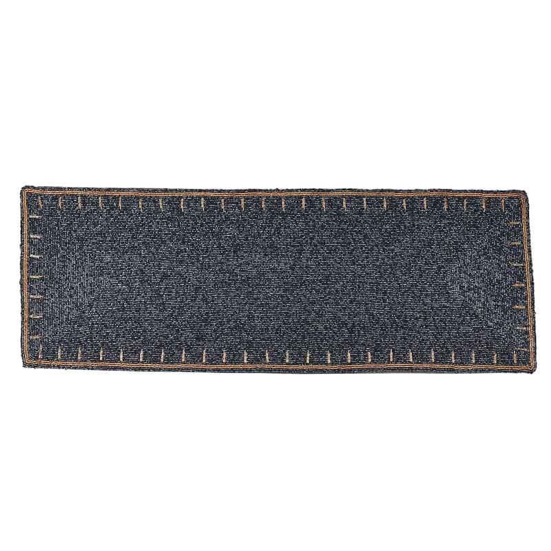 Beaded Brilliance Table Runner - 13"x35 - Navy Blue
