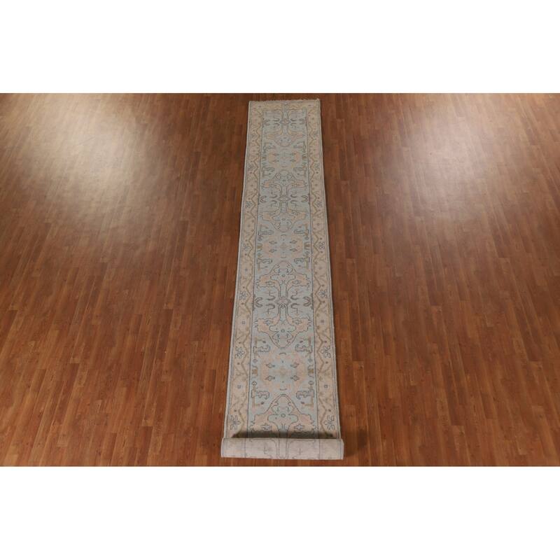 Oushak Oriental Runner Rug Hand-knotted Wool Carpet - 2'8"x 16'0"