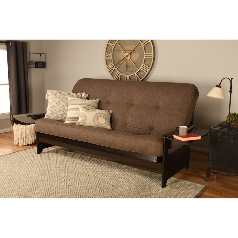 Somette Phoenix Queen-size Futon Set in Espresso Finish with Linen Mattress