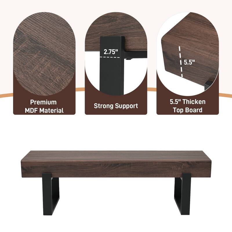 Farmhouse Indoor Kitchen Table Benches, Bed Bench, Industrial Shoe Bench, Entryway Benches