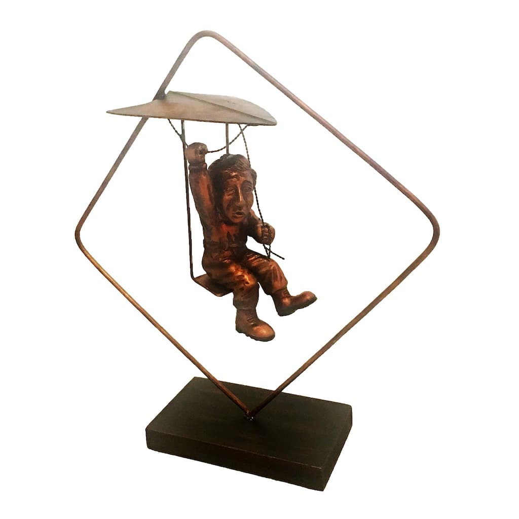 Handmade Bronzed Man on Hang Glider (Philippines) - 4 x 11 x 12