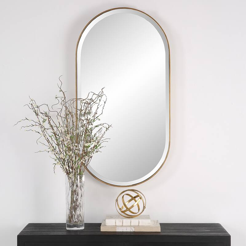 Uttermost 09914 Lago 21-1/4" W x 40" H Oval Framed Bathroom Mirror