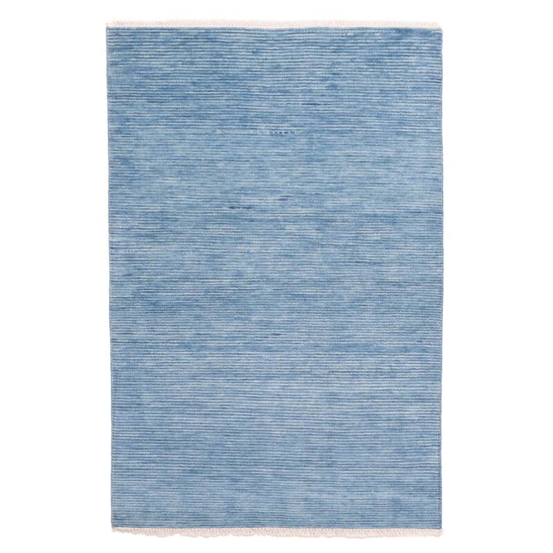 ECARPETGALLERY Hand-knotted Pak Finest Gabbeh Blue Wool Rug - 4'0 x 6'0