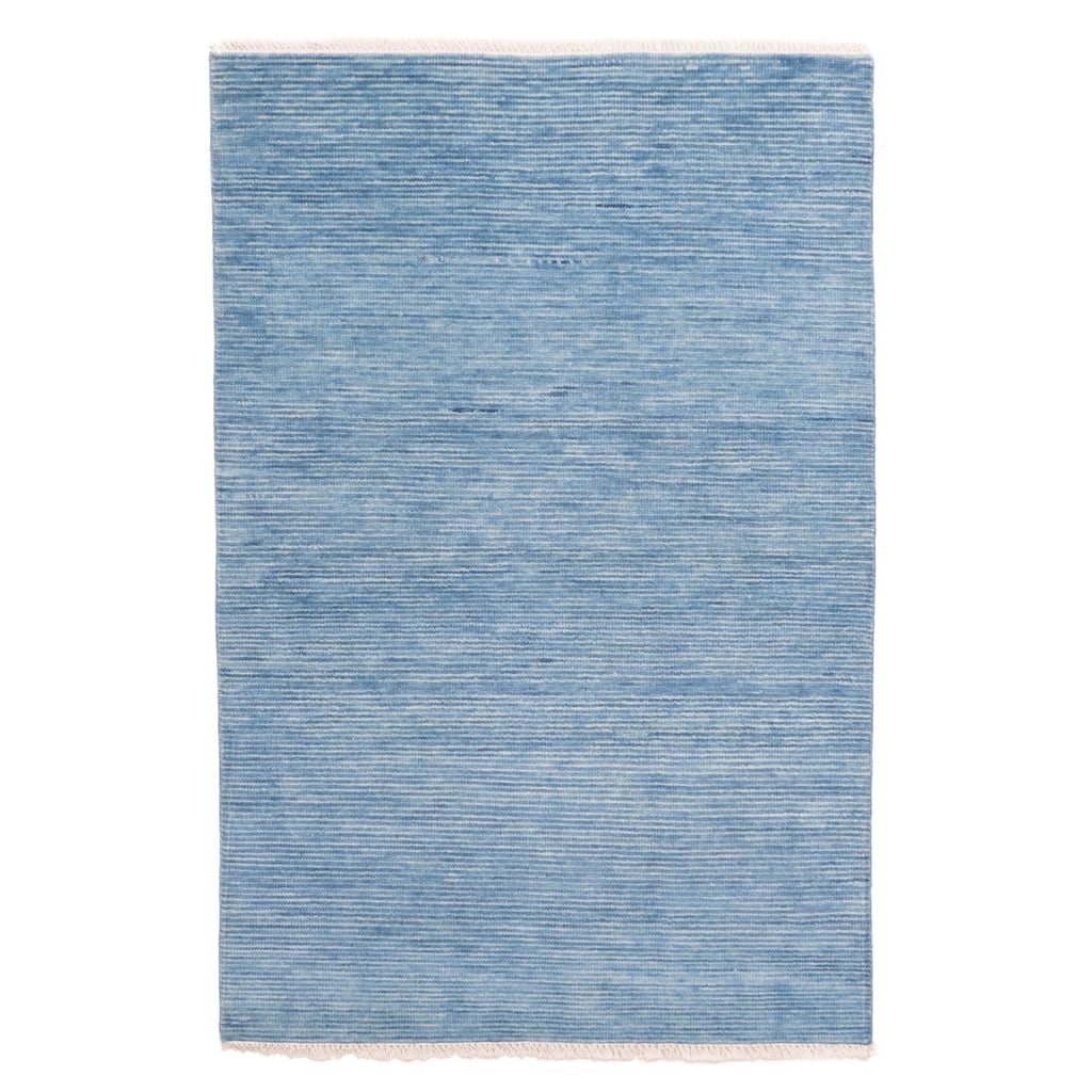ECARPETGALLERY Hand-knotted Pak Finest Gabbeh Blue Wool Rug - 4'0 x 6'0