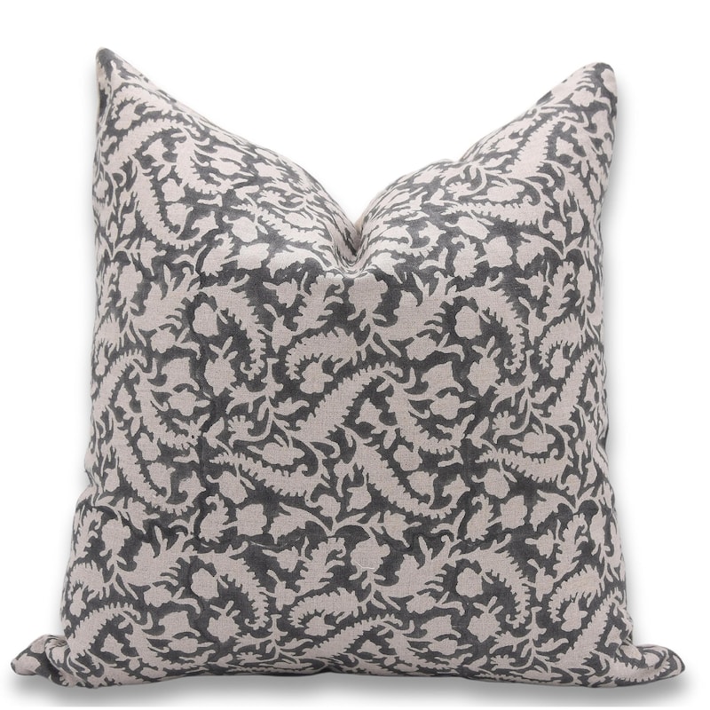 Fabdivine Linen Farmhouse Block print pillow Cover - Pillow Covers - 26" x 26"