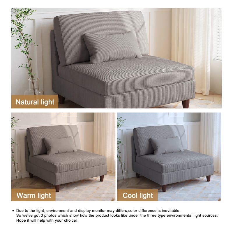 Corduroy Accent Chair with Ottoman Modular Couch Sectional Sofa
