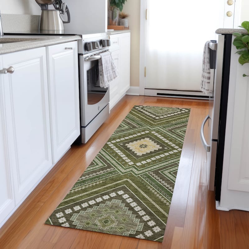 Machine Washable Indoor/ Outdoor Global Boho Chantille Rug