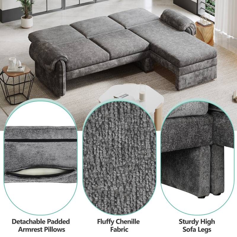 Convertible Recliner Futon Sofa with Adjustable Backrest