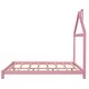 preview thumbnail 16 of 25, Full Size Low Platform Bed with House-shaped Headboard and Chimney, Open Frame Bed, Wooden Slat Bed