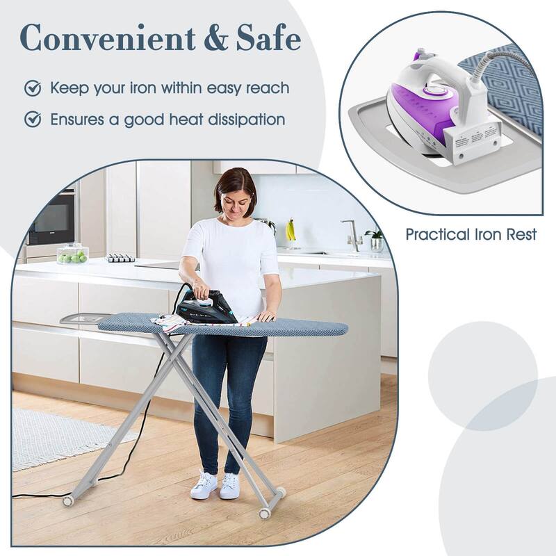 Costway Foldable Ironing Board with 7 Adjustable Heights Heat & Scorch - See Details