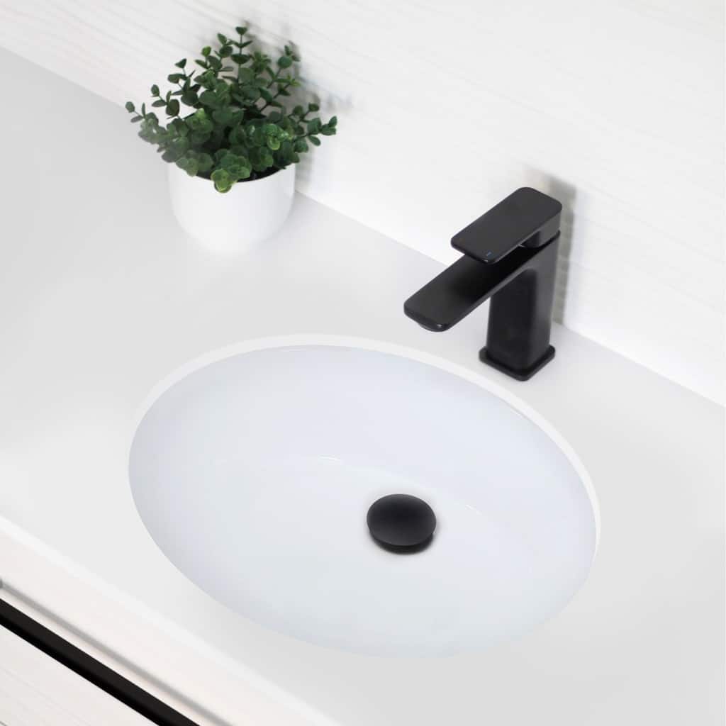 STYLISH 20x16 inch Porcelain Oval Undermount Vanity Sink with Overflow