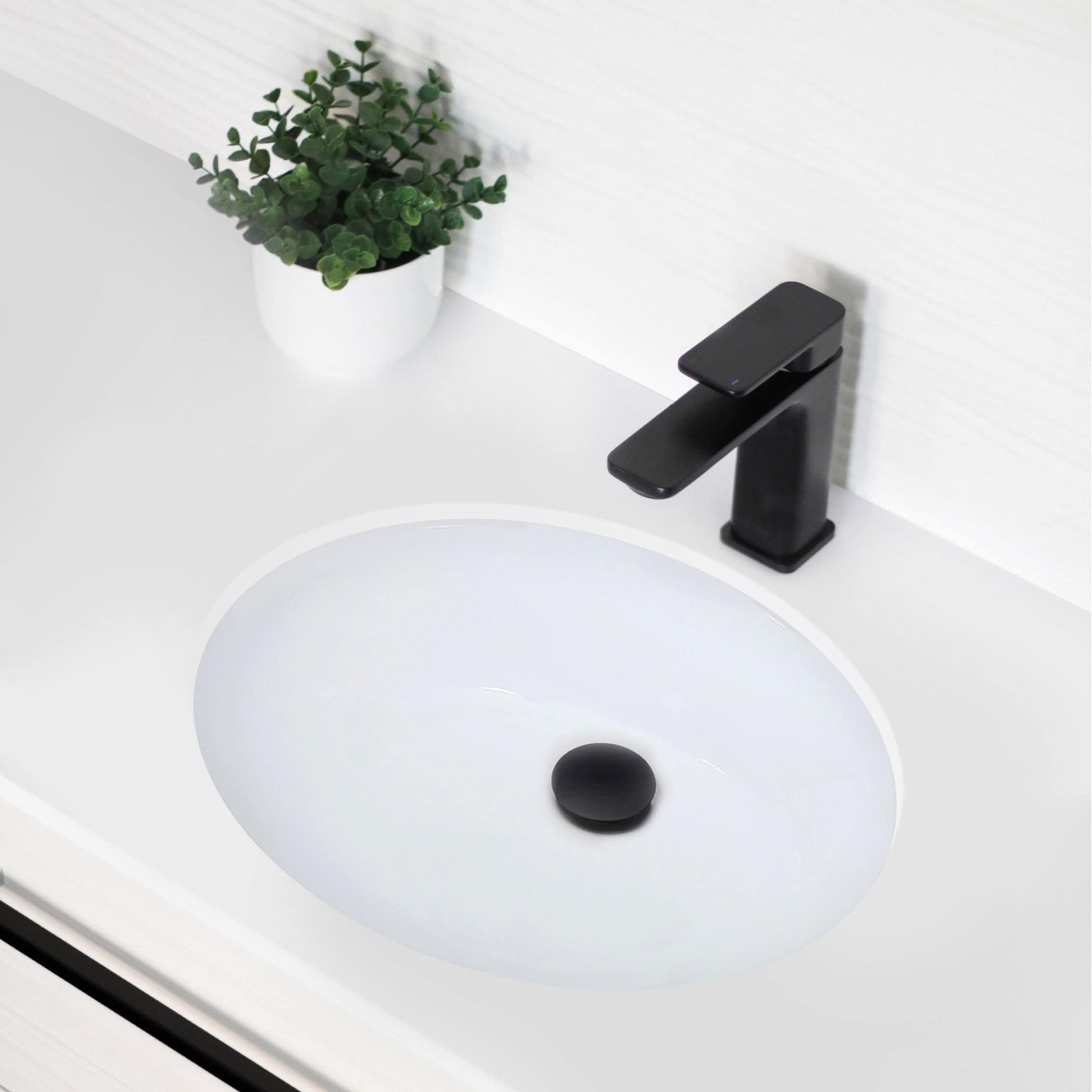 STYLISH 20x16 inch Porcelain Oval Undermount Vanity Sink with Overflow
