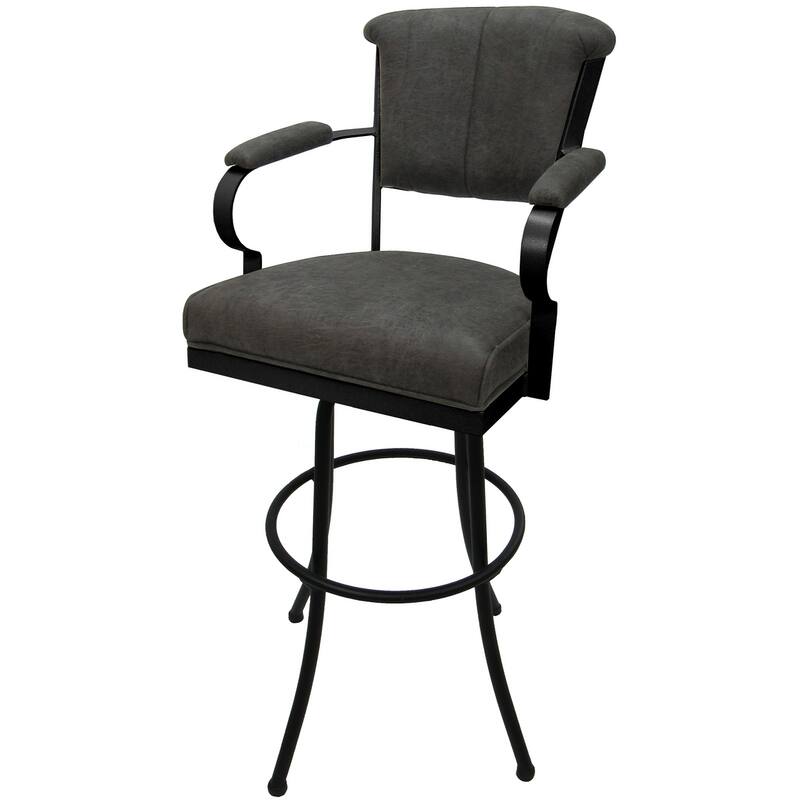 Miami Extra Tall 34" Spectator Metal Bar Stool on Noam Base - 34" Seat Height - Outlier Charcoal - Black