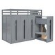 preview thumbnail 11 of 18, Gray Twin Size Solid Wood Modern Loft Bed with Storage Stairs and Wardrobes