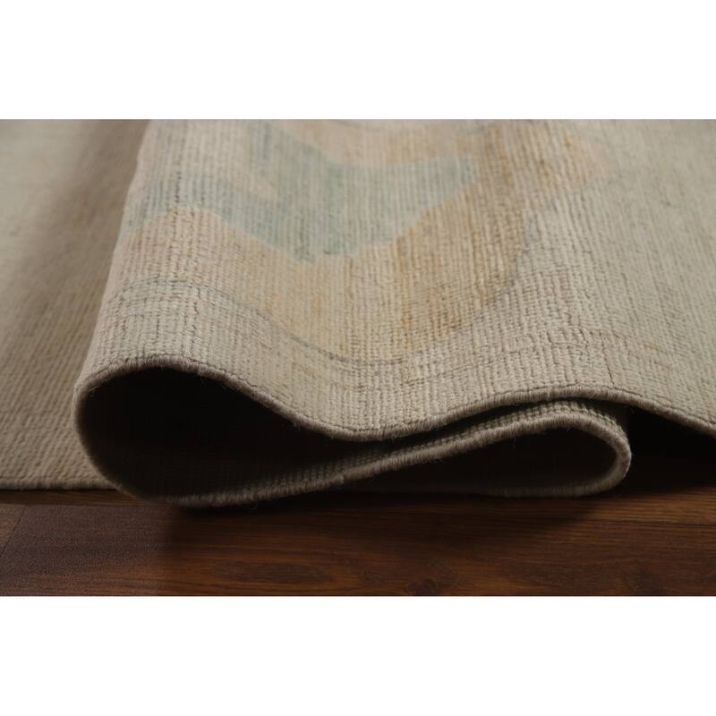 Hand Knotted Oriental 100% Wool Carpet Transitional All-Over Beige & Ivories Oushak Area Rug - 14' 8'' X 11' 10''