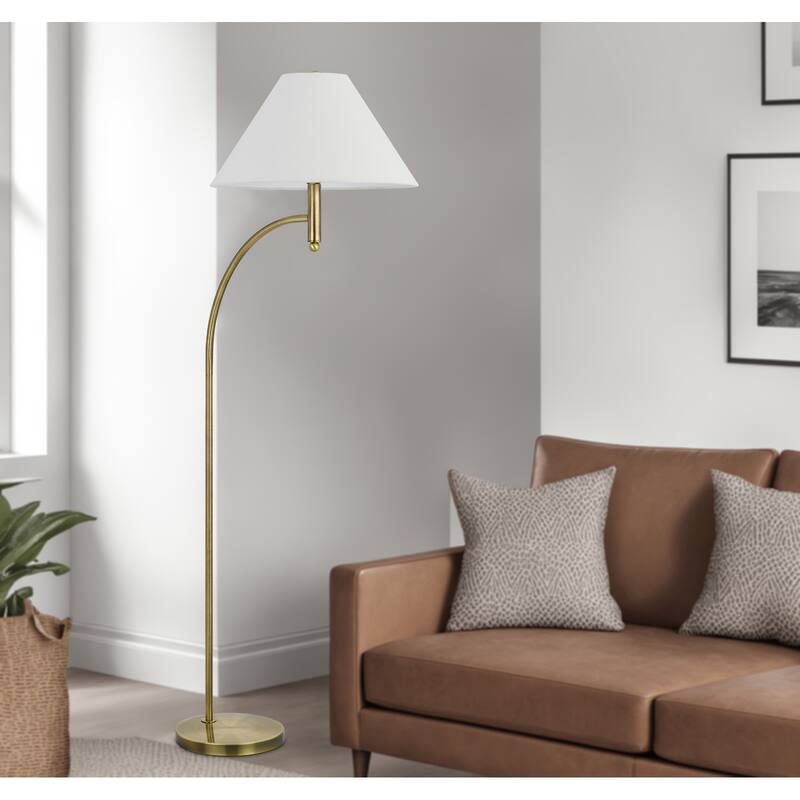 150W 3 way Groton metal mini arc floor lamp with hardback fabric shade - One Size