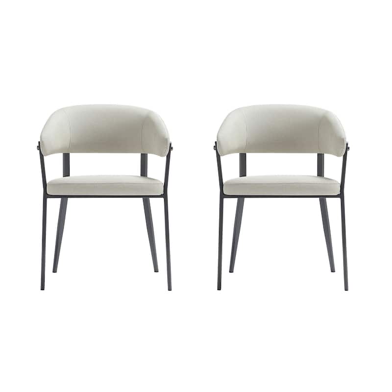 Manhattan Comfort Belle Stone Grey Textured Leatherette Dining Chair