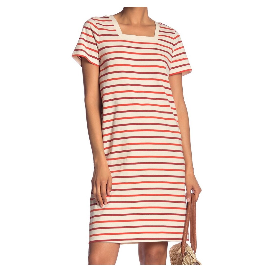 Shop Susina Orange Womens Size Xl Striped Square Neckline T Shirt