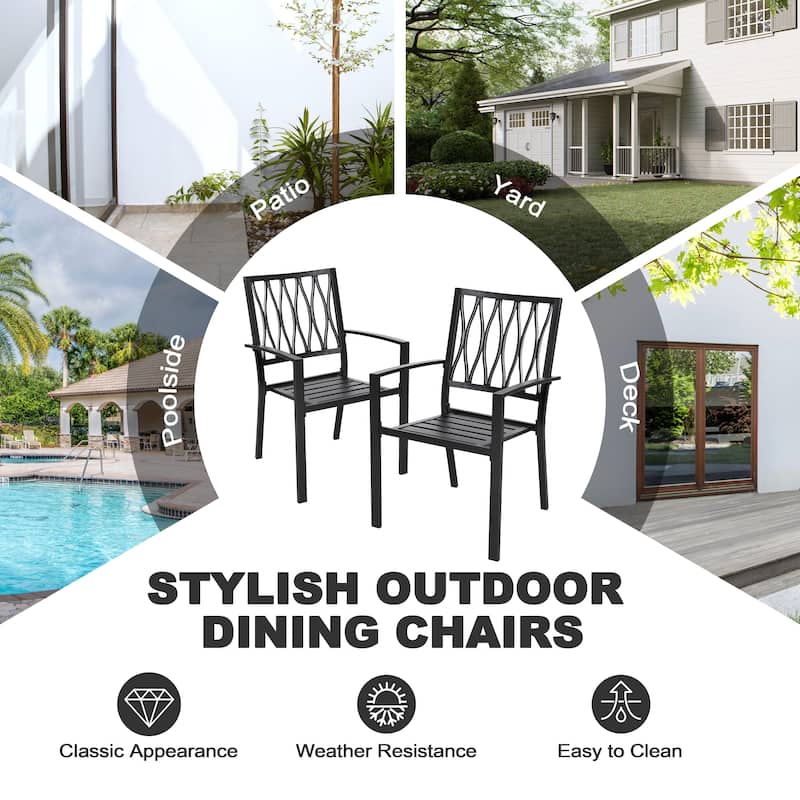 5-Piece Patio Outdoor Metal Dining Set with Umbrella Hole