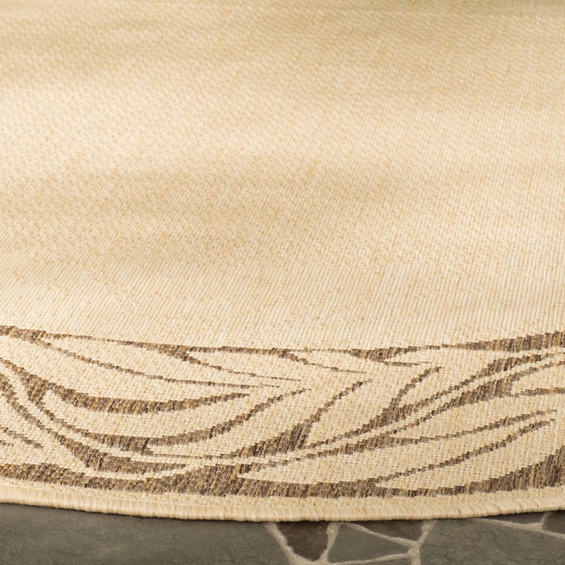 SAFAVIEH Courtyard Vesselka Indoor/ Outdoor Waterproof Patio Backyard Rug - 6'7" Round - Natural/Brown