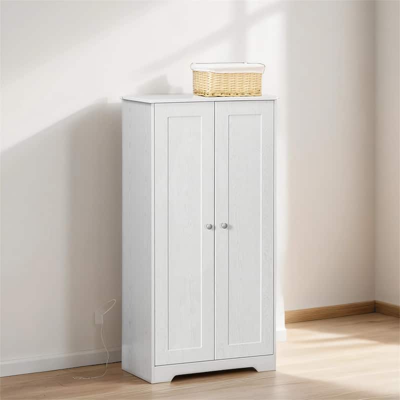 Kitchen Pantry Storage Cabinet, Freestanding Cupboard with 2 Doors - White