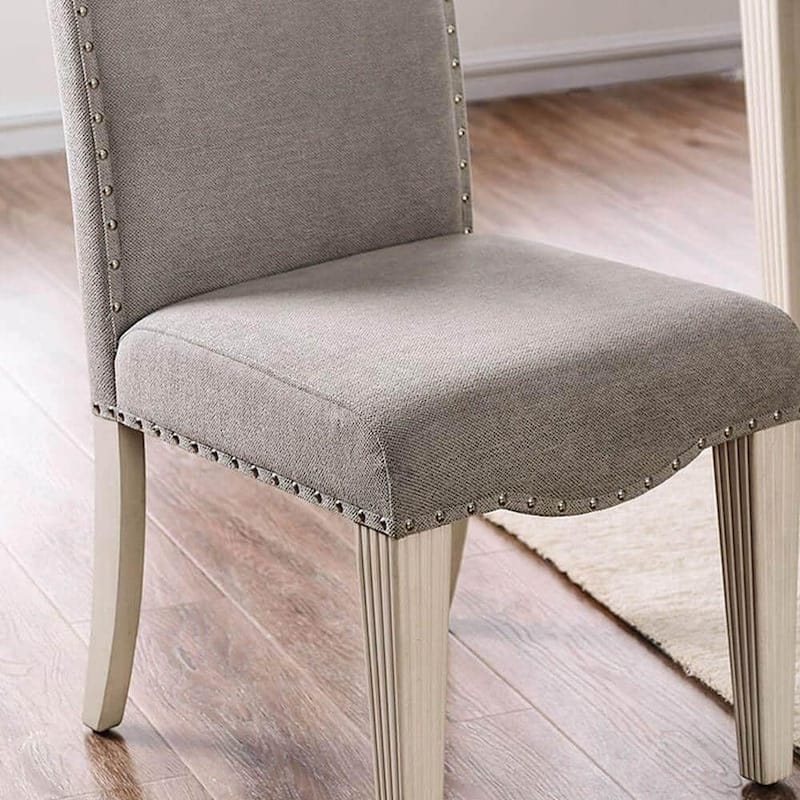 Farmhouse Gray Finish Camel Back Design Side Chairs Set
