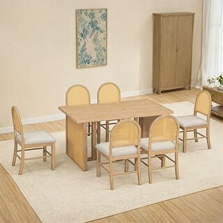 Farmhouse Dining Table Set for 6 - 59.8" Rectangular Dining Table,7PCS ...