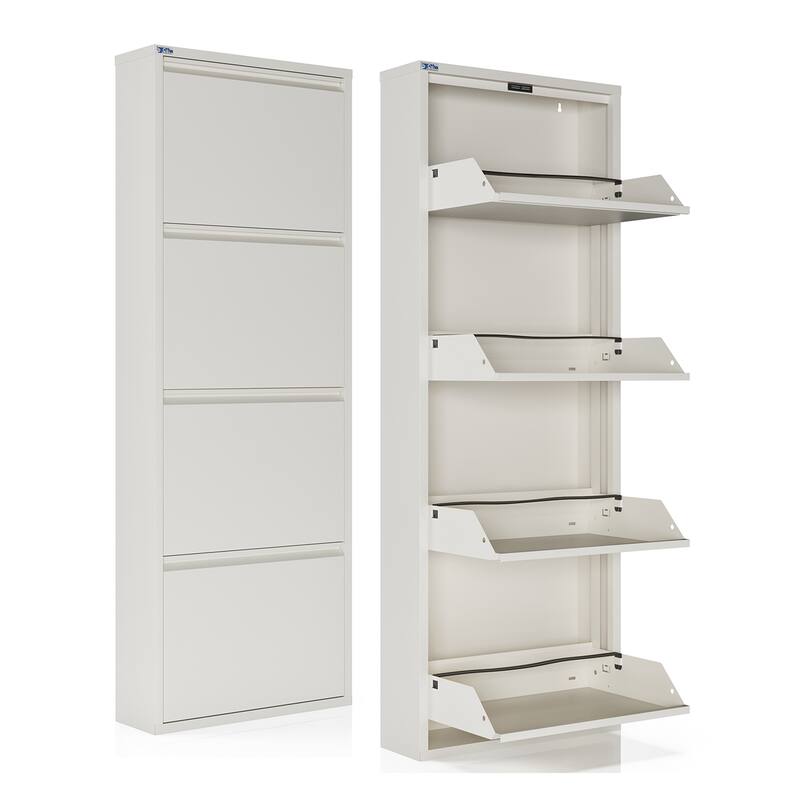Antibacterial 4 Tier metal shoe cabinet without holes
