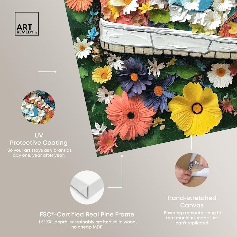 Painted in Floral Sneaker Canvas by Art Remedy, Gallery Wrapped