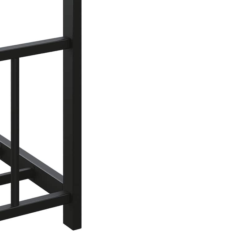 House-shaped Bed Frame, Toddler Kid Iron Floor Bed with House Roof Frame and LED Light Strips, House Daybed