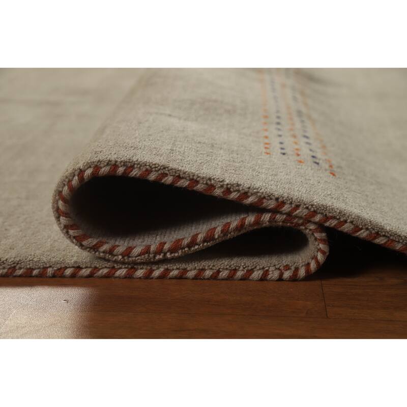 Hand Knotted Oriental 100% Wool Carpet Tribal Tribal Green Gabbeh Area Rug - 6' 6'' X 4' 7''