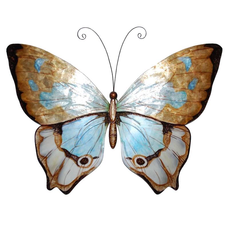 Butterfly Wall Decor Copper With Aqua (m2006) - 1 x 18 x 13