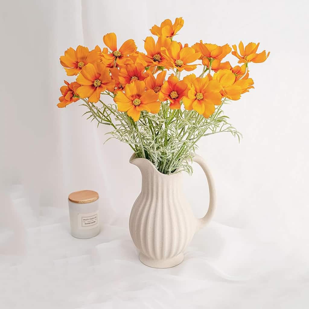 Orange Silk Decorative Artificial Cosmos Faux Flowers