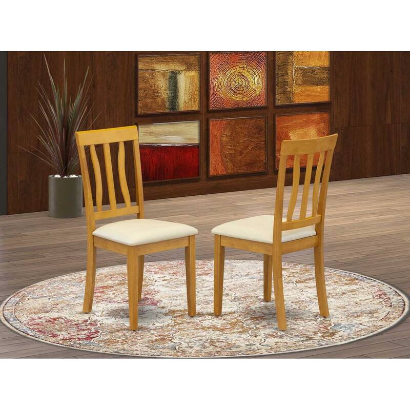 Dining Chair with Solid Wood Seat - Buttermilk Cherry Finish, Elegant Accent Kitchen Design - 18