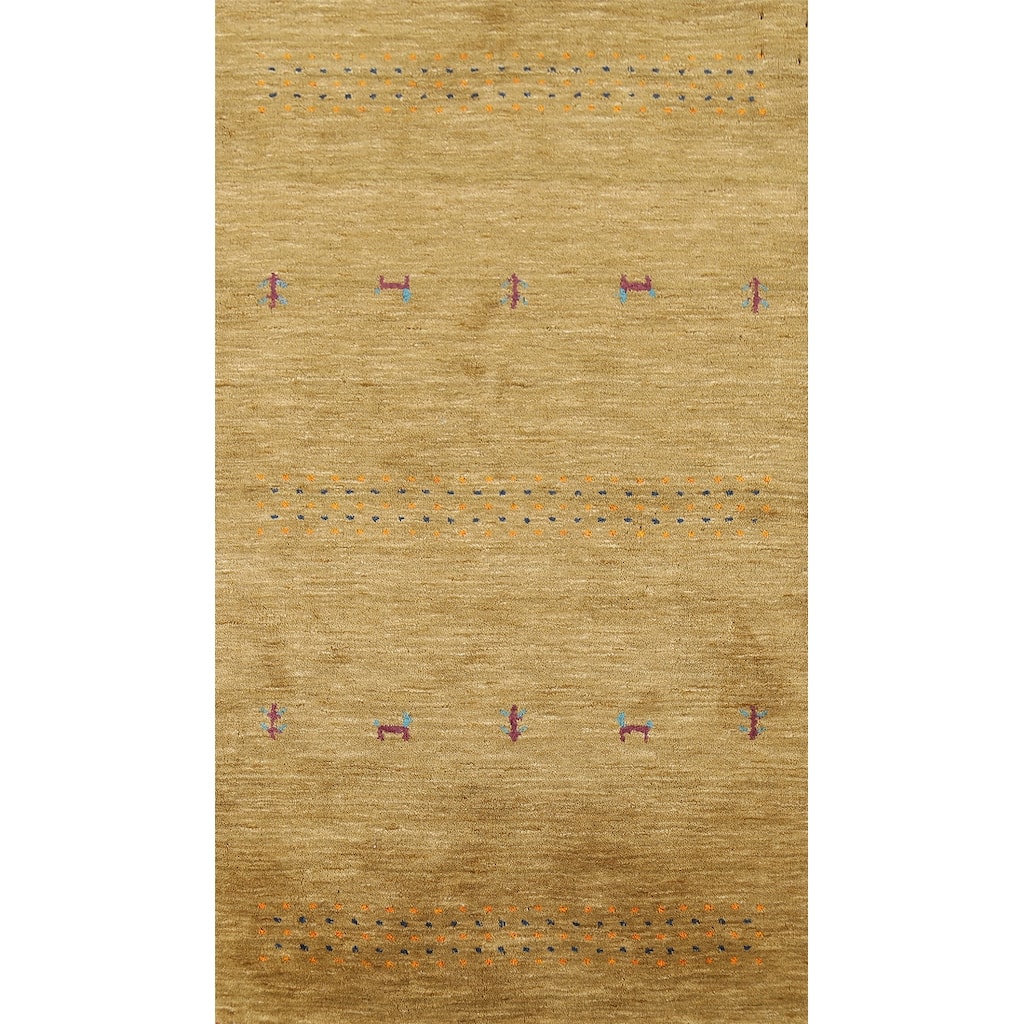 Little Animals Gabbeh Indian Accent Rug Hand-Knotted Wool Carpet - 2'11"x 5'3"