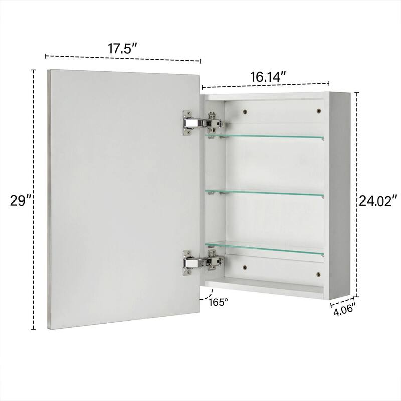 TEHOME Velin Recessed and Surface Mount Bathroom Medicine Cabinet with Mirror Square Cornered Metal Framed Rounded Rectangle
