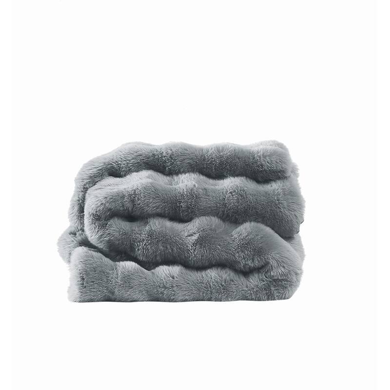 Frye Bubble Rabbit Faux 50x70 Throw - Grey