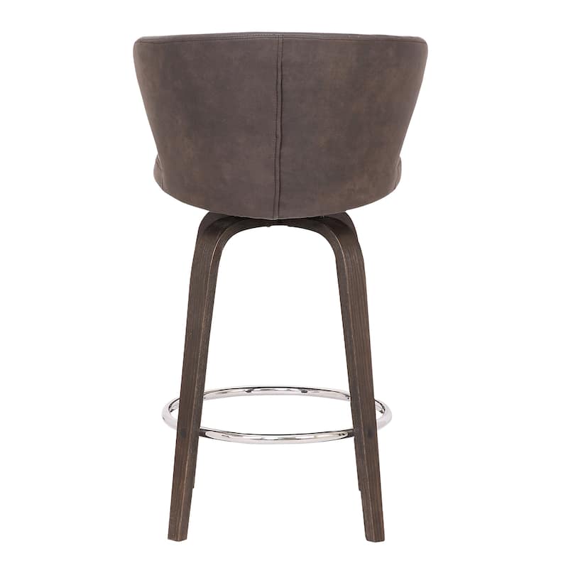 Mynette 30" Swivel Brown Faux Leather Bar Stool