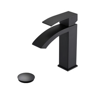 Waterfall Spout Bathroom Sink Single Handle Faucet with Pop-Up Drain ...