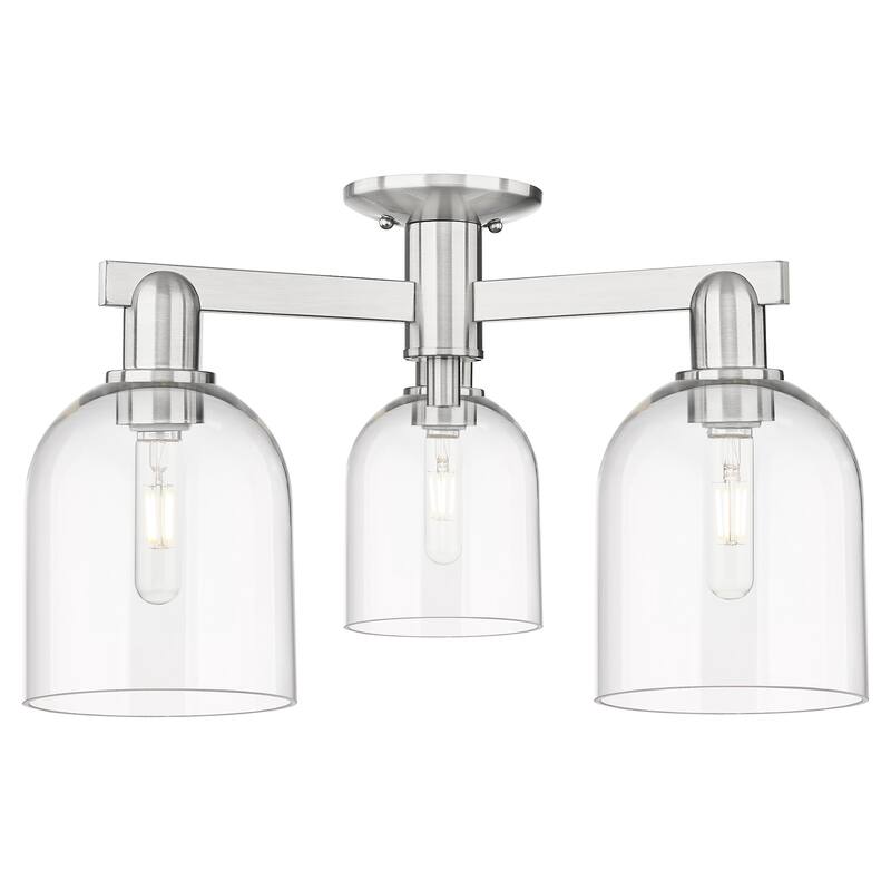 Innovations Lighting 716-3F-12-23 Bella Semi-Flush Bella 3 Light 23" - Brushed Satin Nickel / Clear