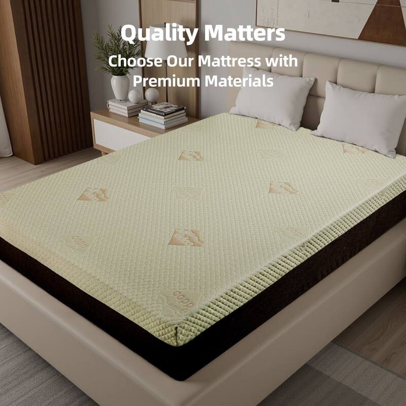 12-Inch Queen Mattress Copper Infused Cooling Gel Foam Bed, 7-Zone Pressure Relief, Air Layer Comfort Cover