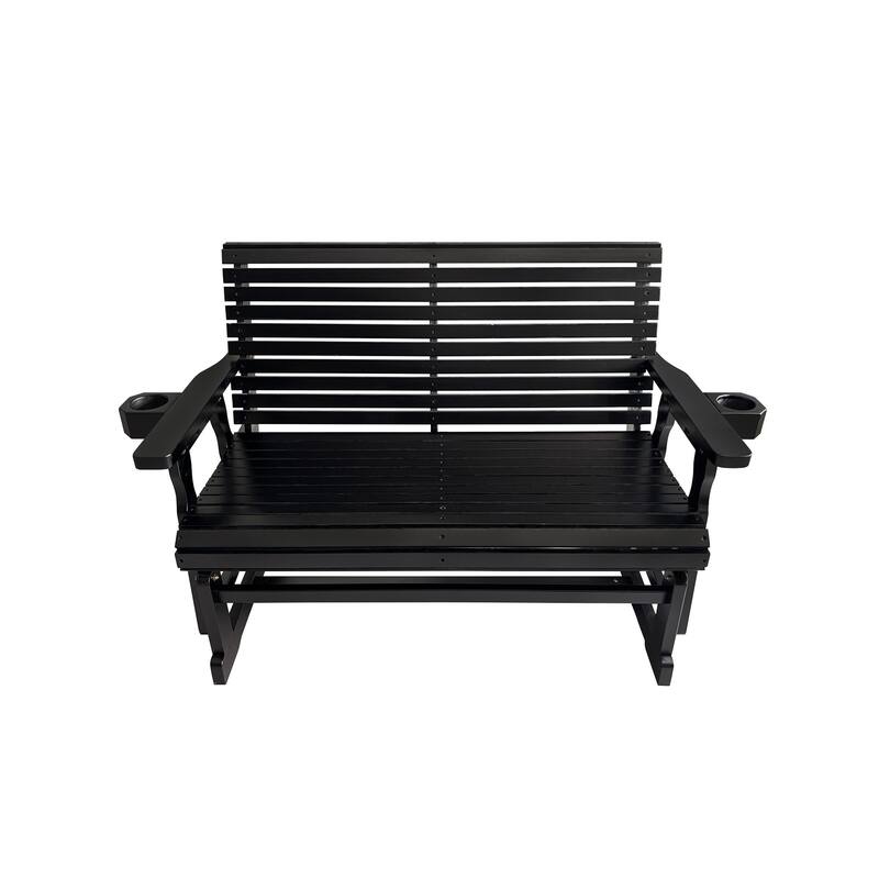 Patio Glider with Cup Holders, High Roll Back and Deep Contoured Seat, Heavy Duty 800 LB