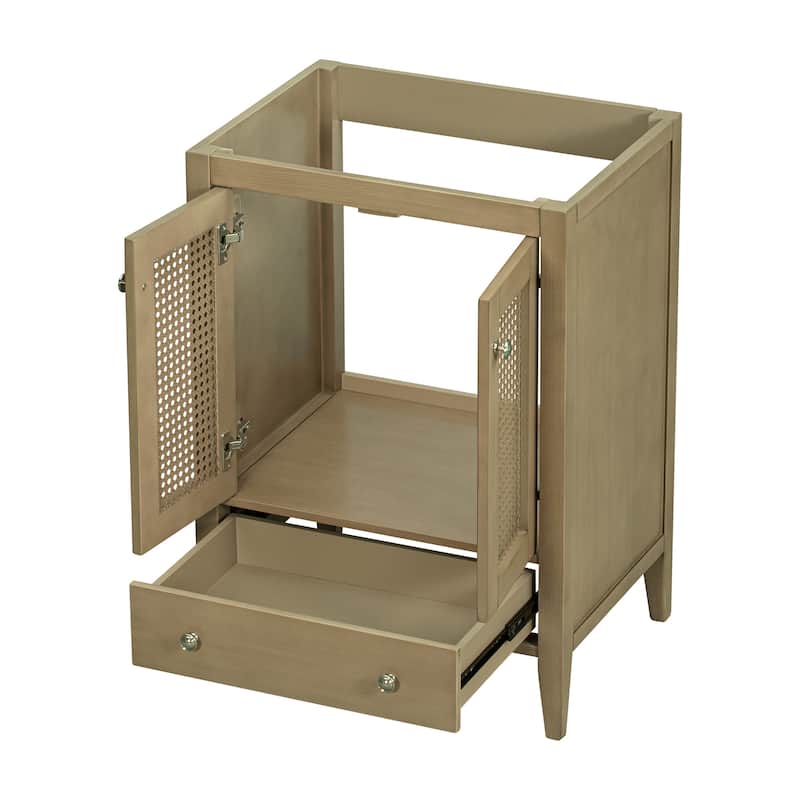(Base Only) 24" Bathroom Vanity Without Sink, Cabinet with Drawer and Open Shelf