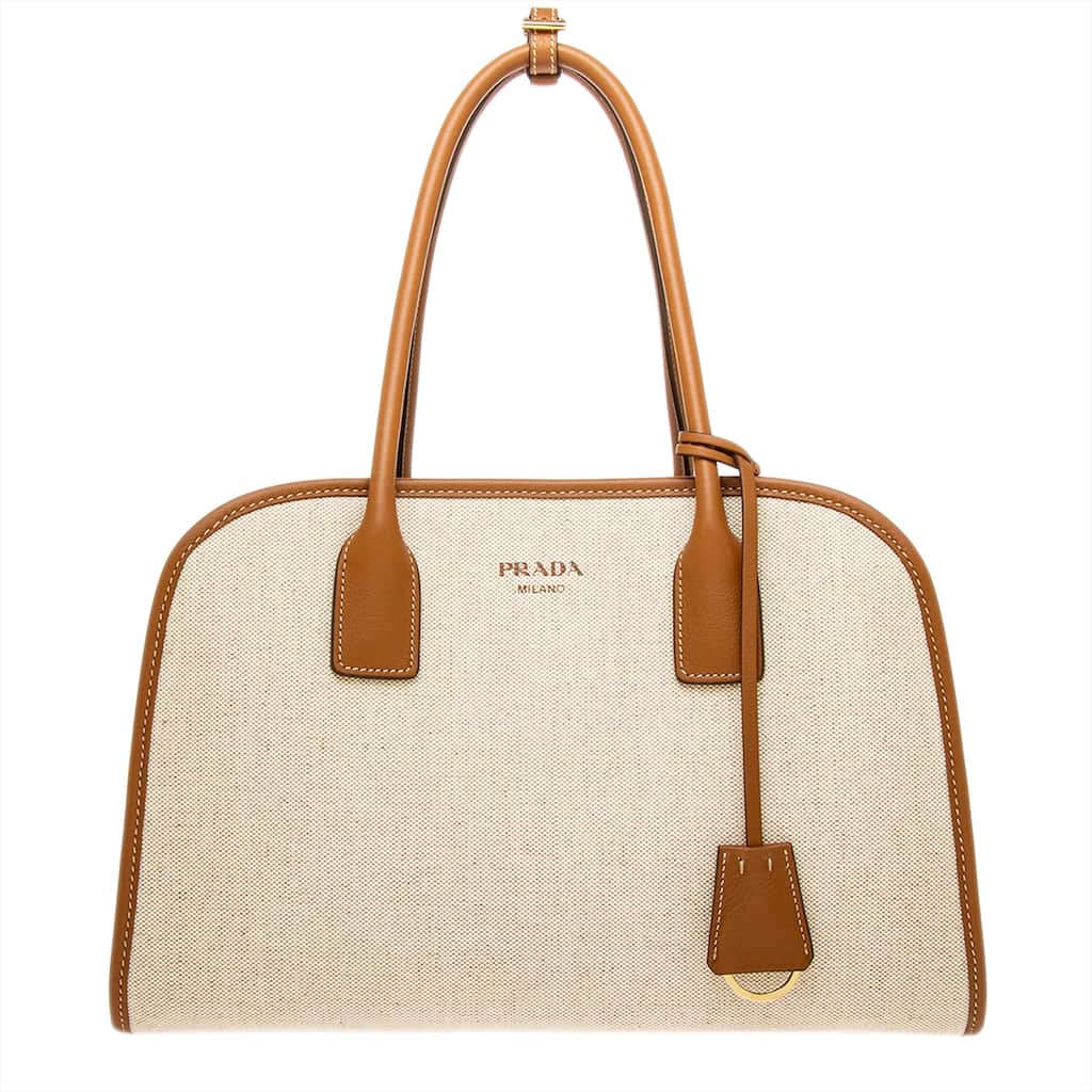 Prada Medium Canvas and Leather Top Handle Bag