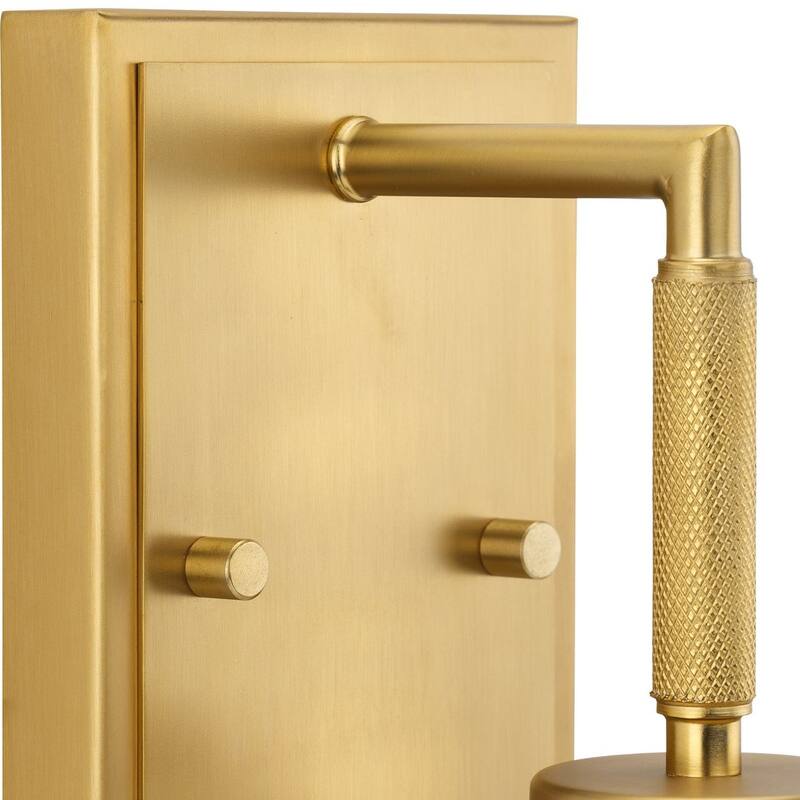 Spenser Collection One-Light Brushed Gold Industrial Vanity Light - 4.5 in x 5.75 in x 10.62 in
