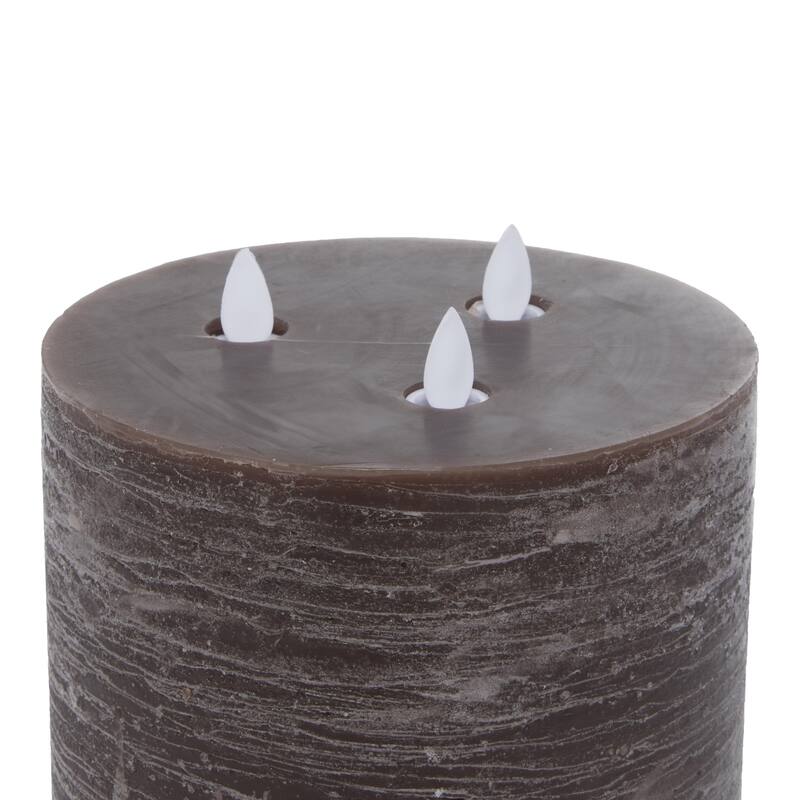 Wax Flameless Candle with Remote Control - Set of 3 Brown - Roche River Decor