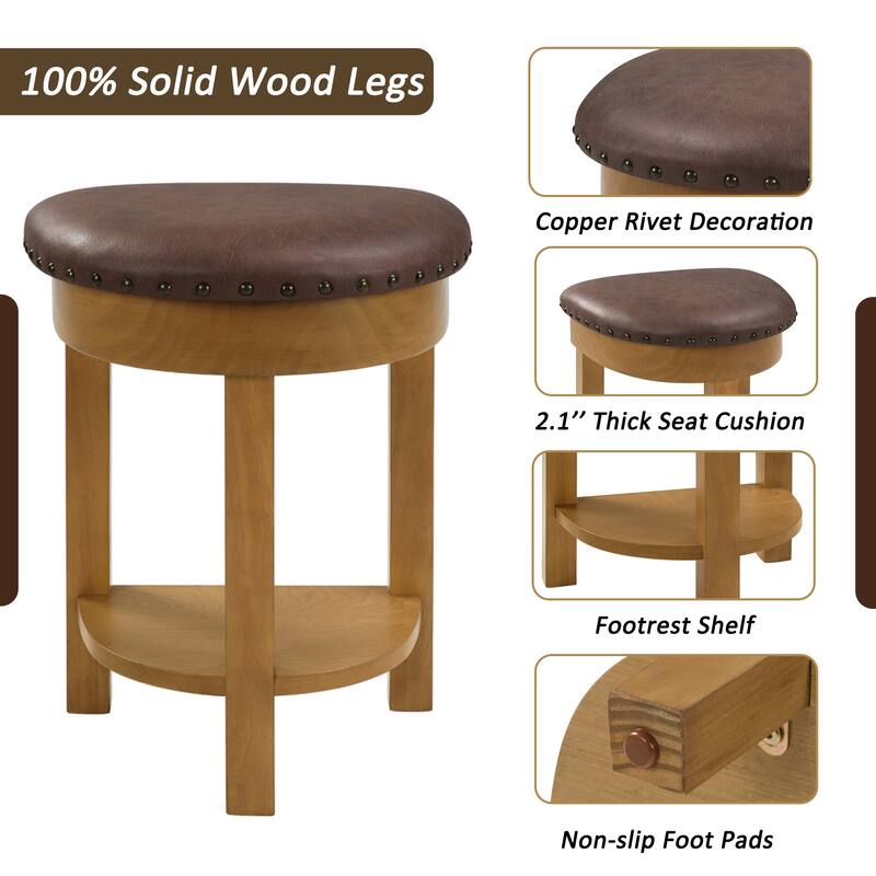 4 Piece Bar Table Set with 3 Bar Stools, Breakfast Table with 3 Padded Stools Solid Wood Counter Height Dining Table Set